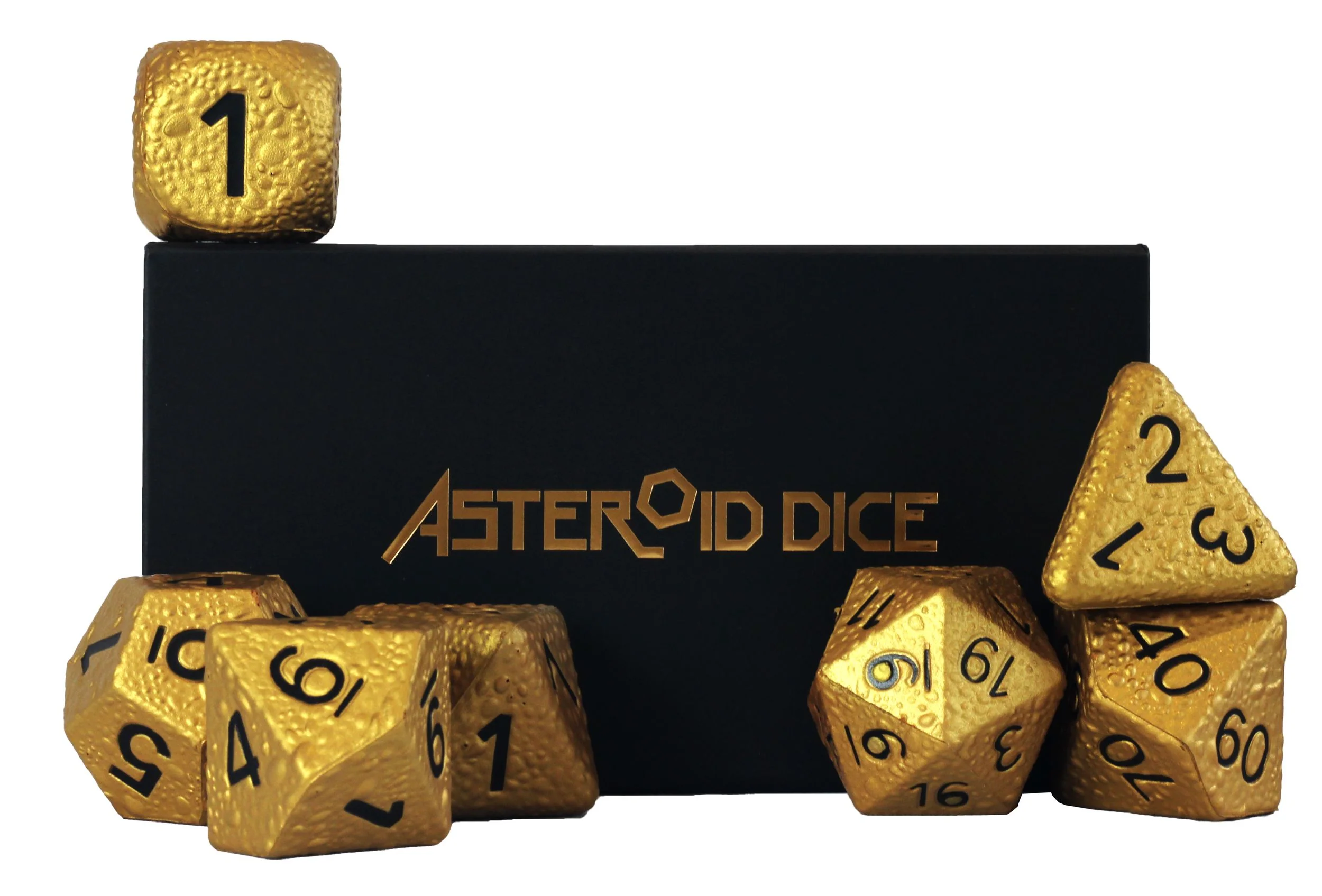 Asteroid Dice - Gold Dice Set