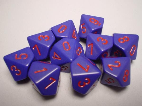 Opaque Purple/red Set of Ten d10's