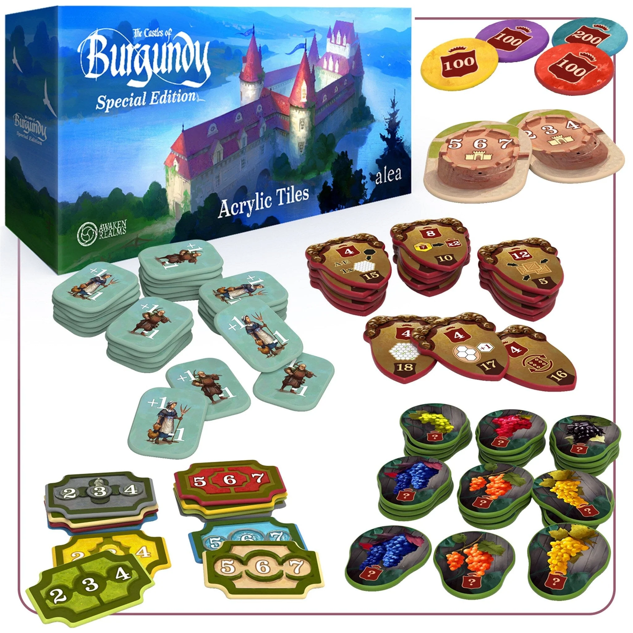 The Castles of Burgundy: Special Edition Acrylic Upgraded Tokens