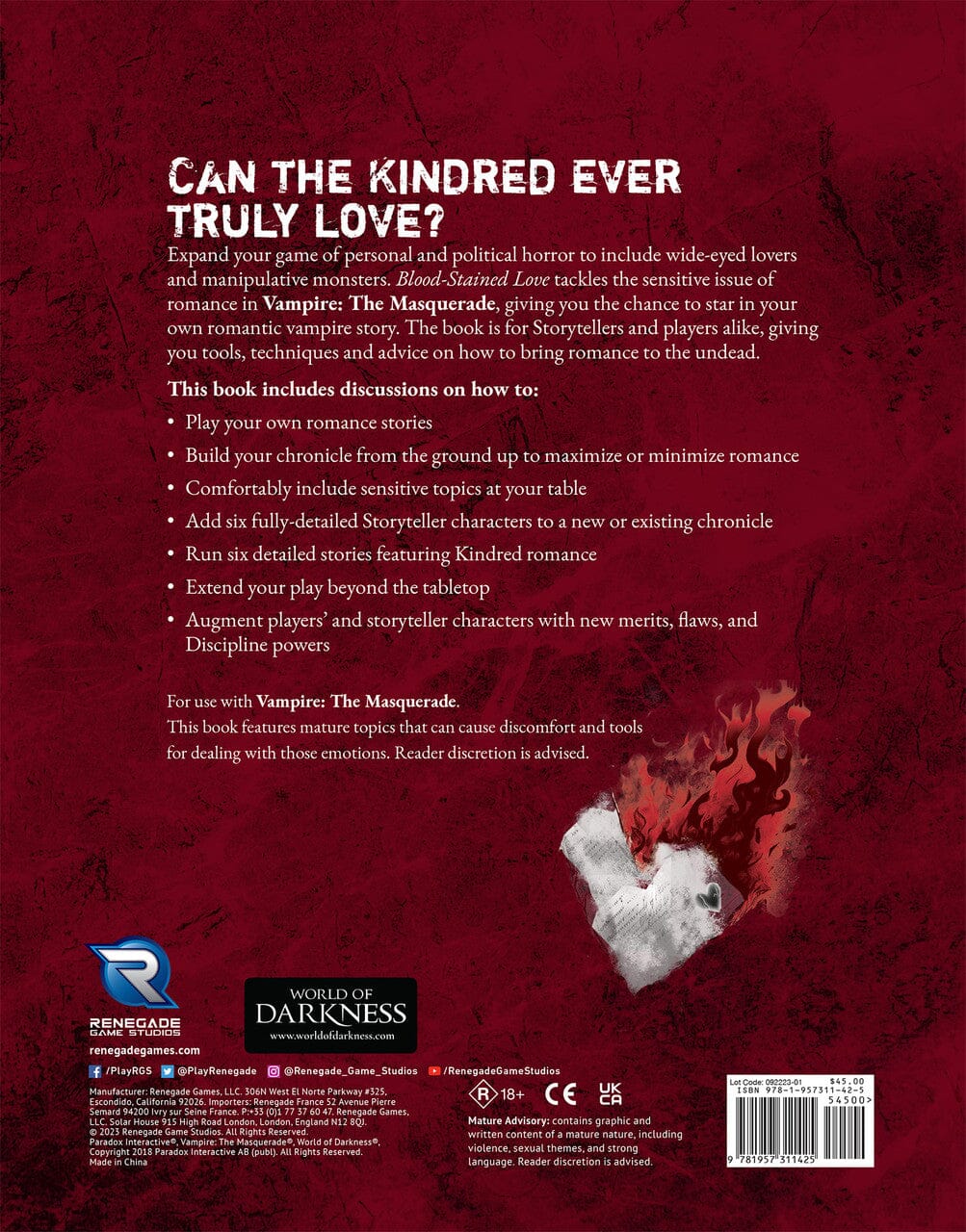 Vampire: The Masquerade 5th Edition - Blood-Stained Love Sourcebook - Image 2