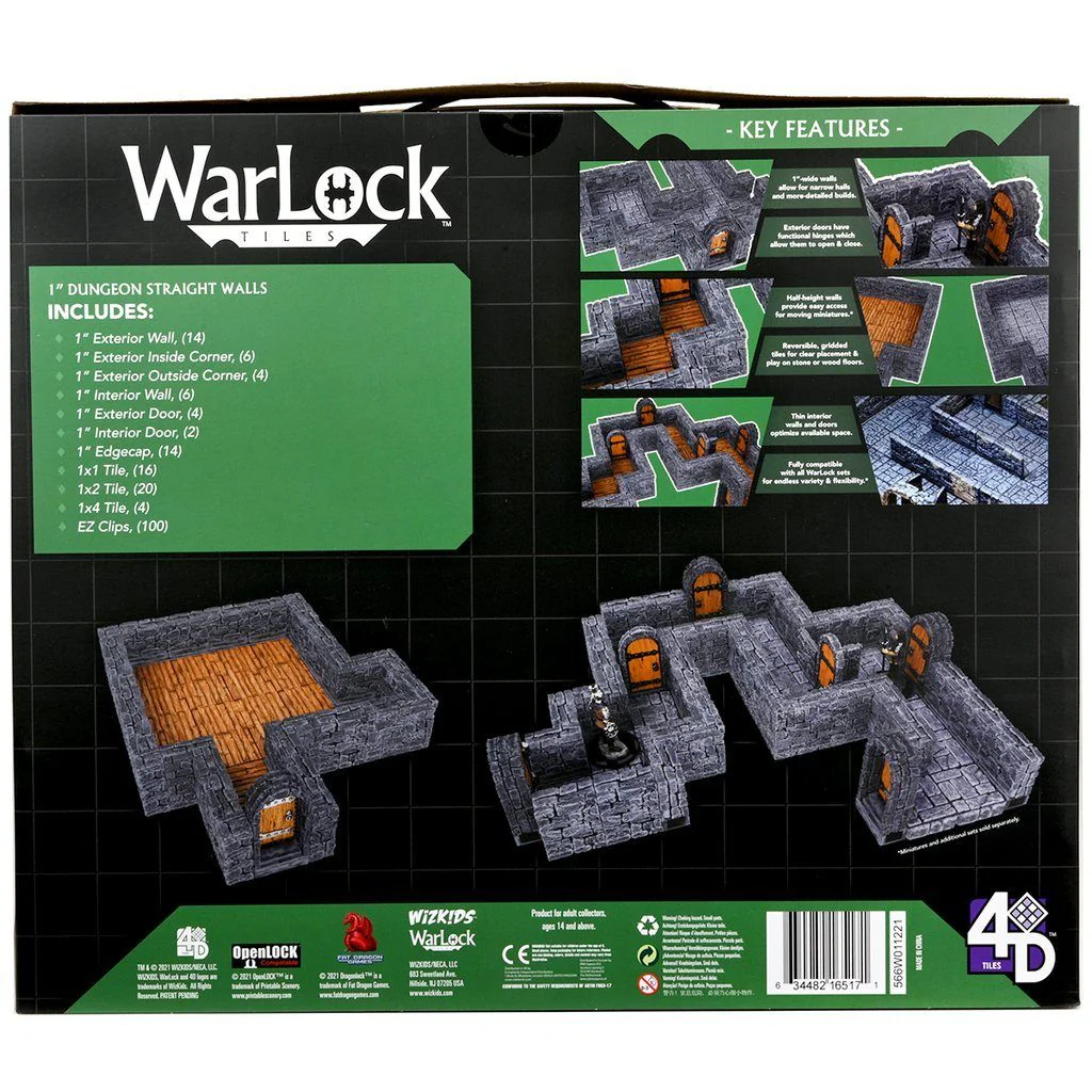 Warlock Tiles: Expansion Pack - 1" Dungeon Straight Walls - Image 2